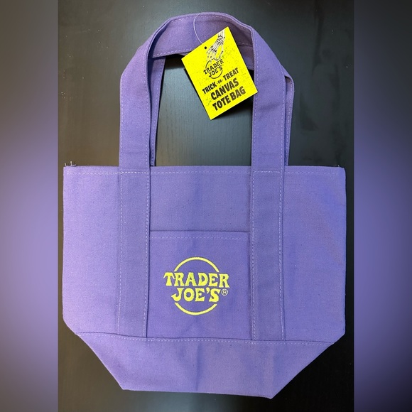 NWT. Trader Joe’s Purple Mini Canvas Tote Bag - Picture 2 of 2